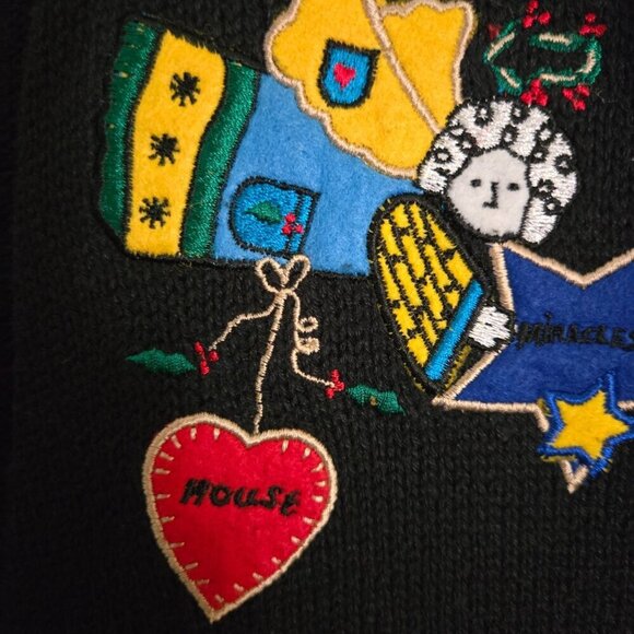 Quaker Factory Vintage Unique Angel Embroidered  V Neck Cardigan Sweater Size L - Picture 7 of 10